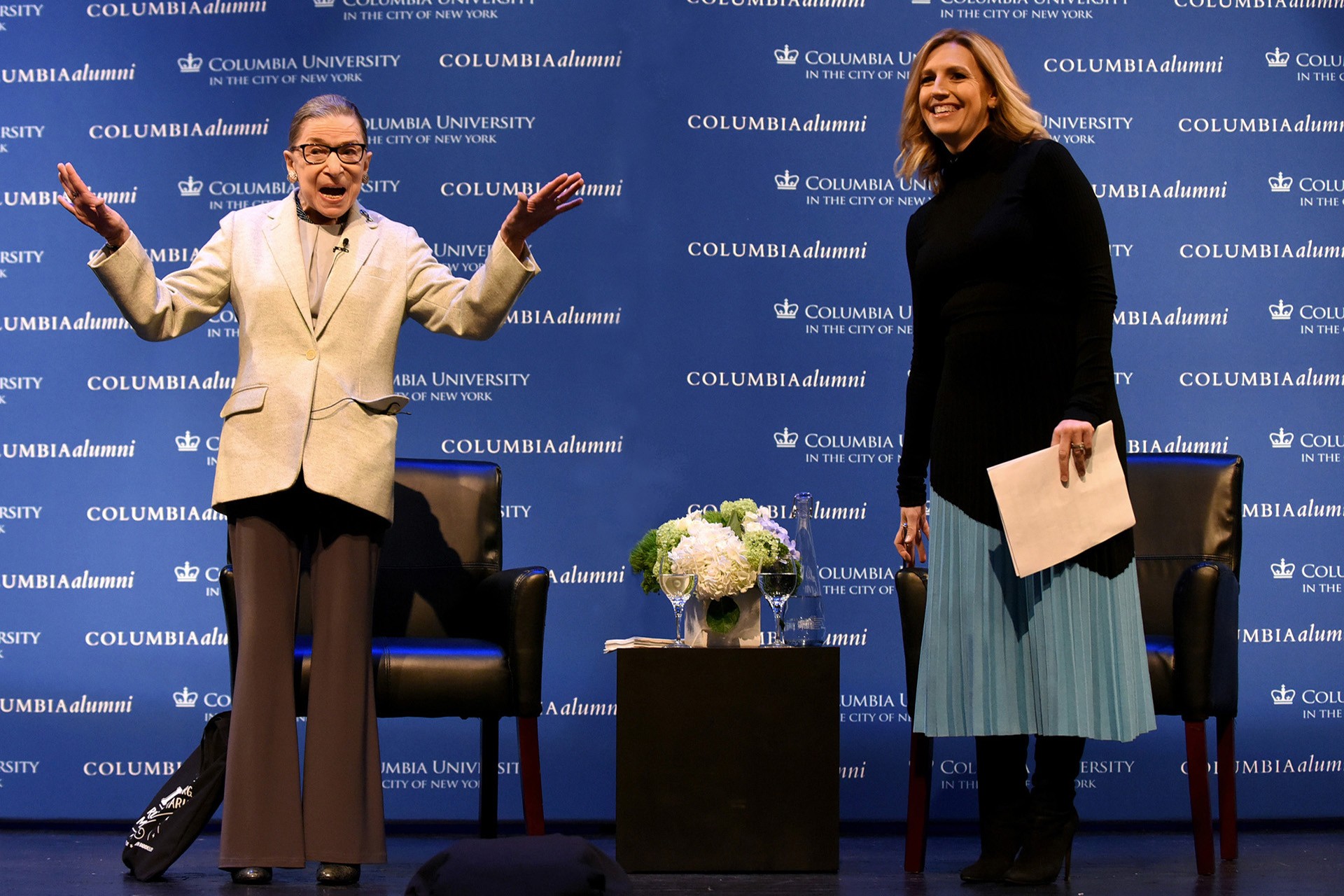 Supreme Court Justice Ruth Bader Ginsberg speaks to Columbia Alumni.