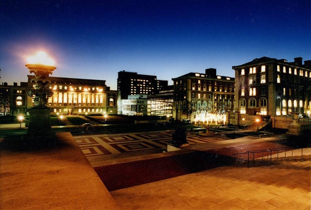 columbia university campus at night