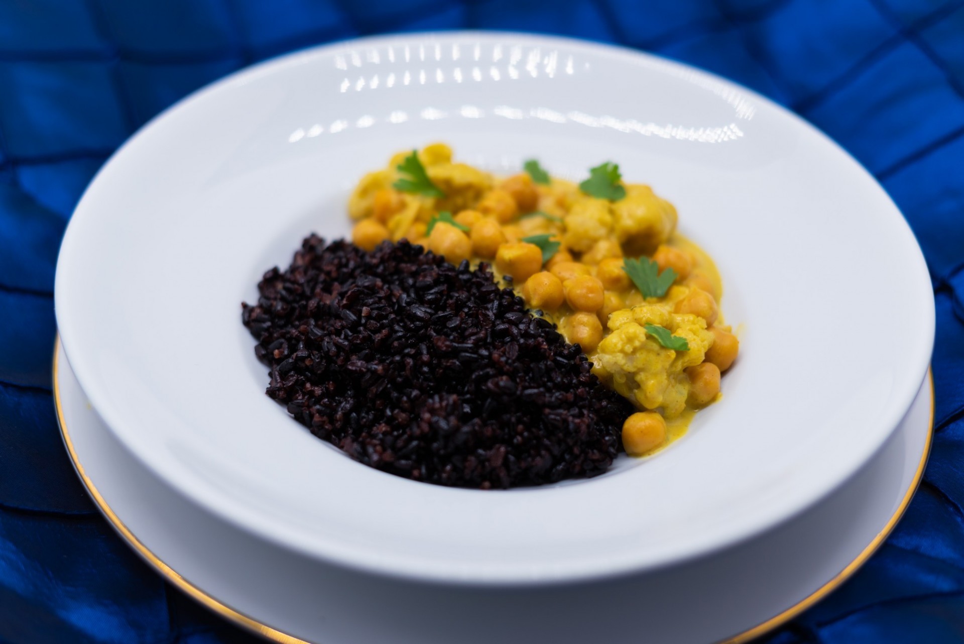 Coconut Chickpea Curry with Cauliflower and Black Rice