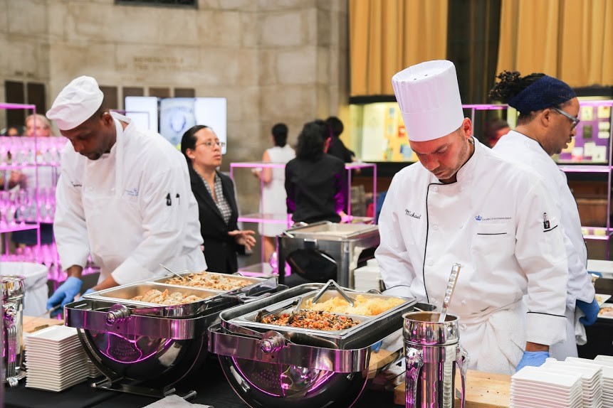 The culinary team at work during an event in Low Library