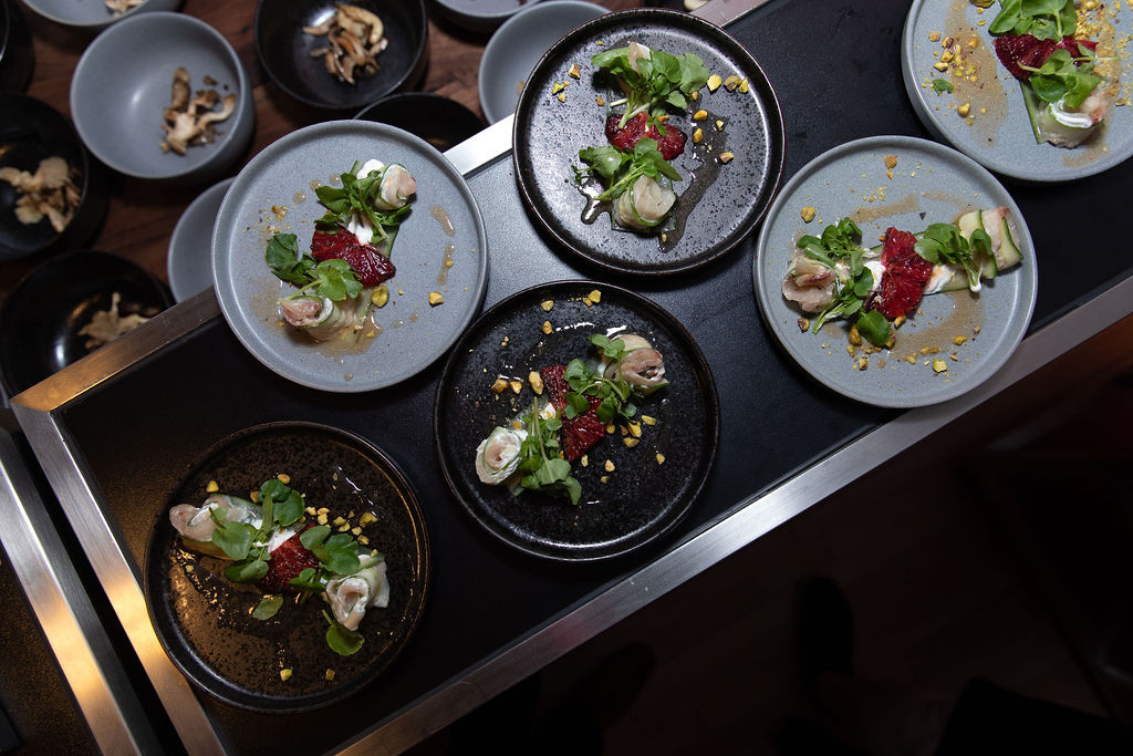 Plates waiting to be served