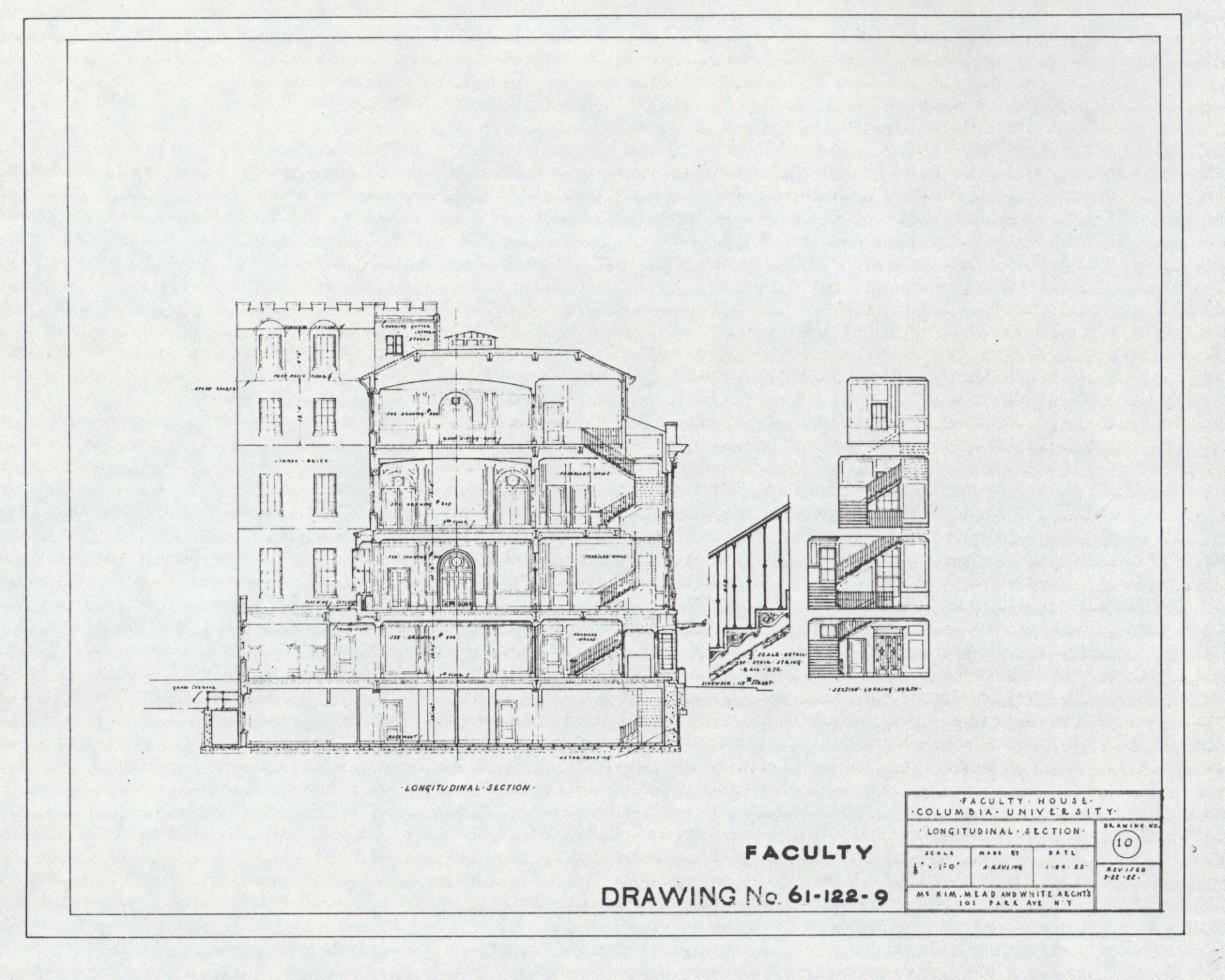 Historical architectural drawing of the building