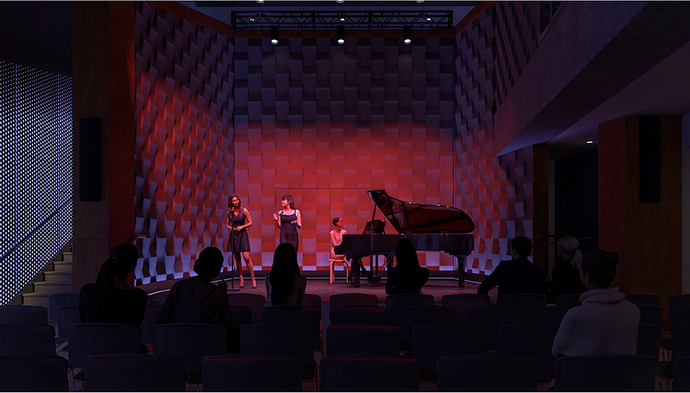 Pianist on stage with singers