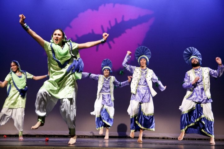 Dance performance on stage in Lerner Hall