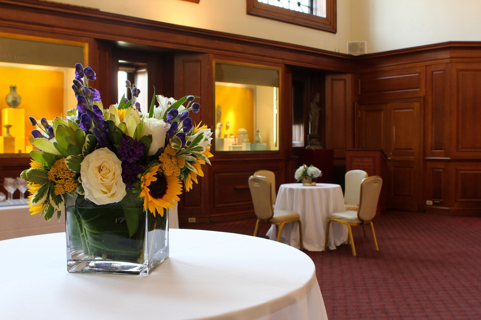 Faculty Room at Low Library set up for a social event.