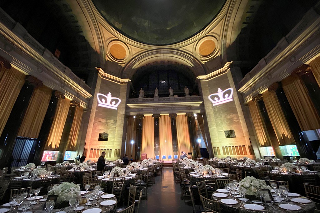 The rotunda of Low Library set up for an event.