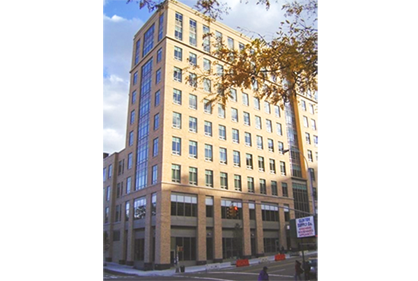 School of Social work as seen opposite the street on Amsterdam Avenue, beautifully lit in the sun.