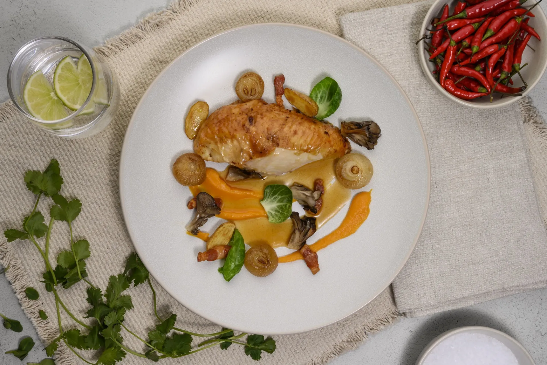 Plate of chicken with vegetables