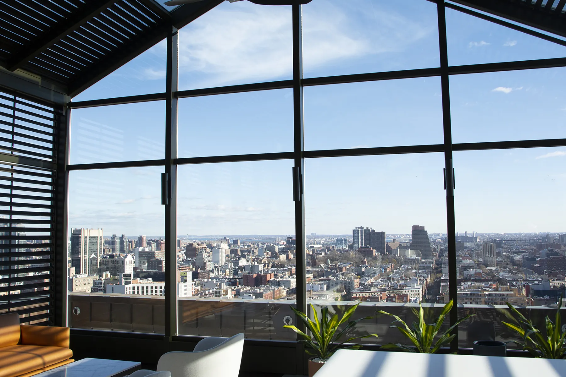 Skyline views seen from inside Butler Atrium
