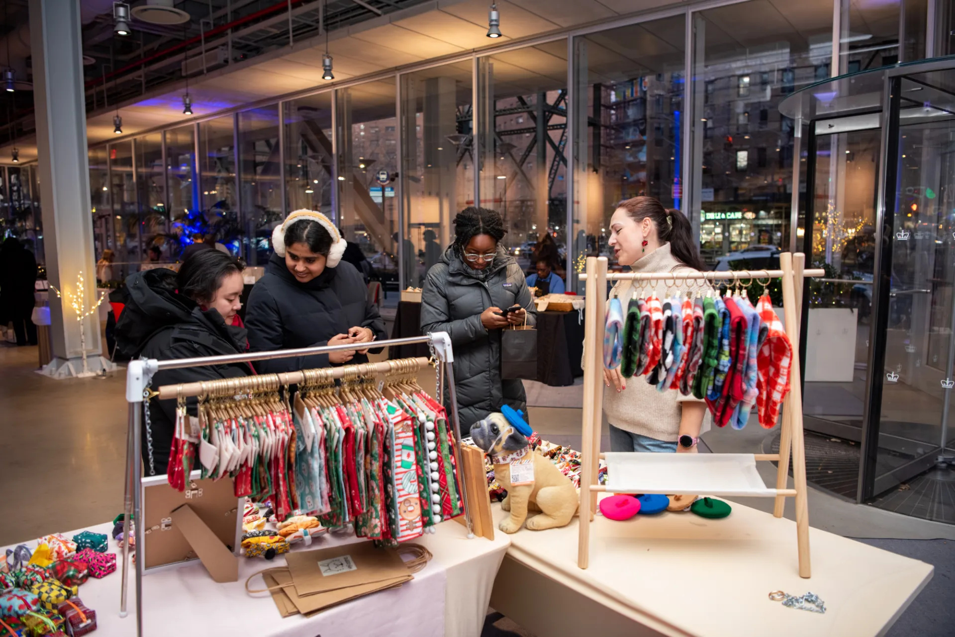 Shoppers browse at the holiday market
