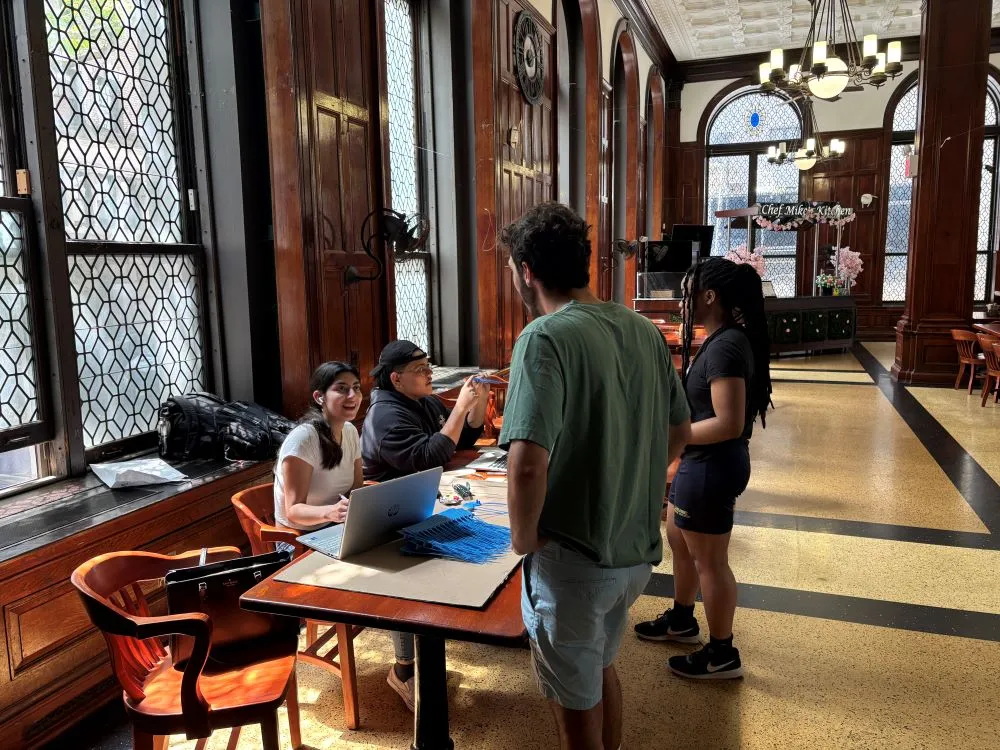 Student group representatives arrived to John Jay dining hall to register for storage bins