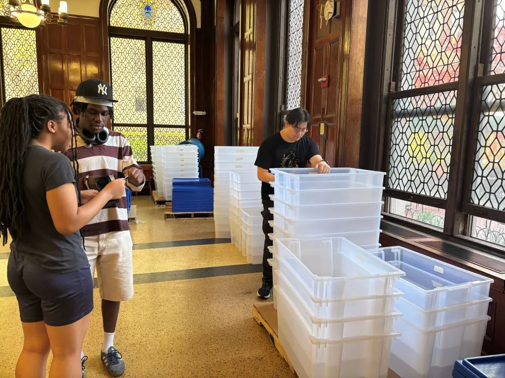 Students were provided with instructions for packing, tagging and returning their storage bins