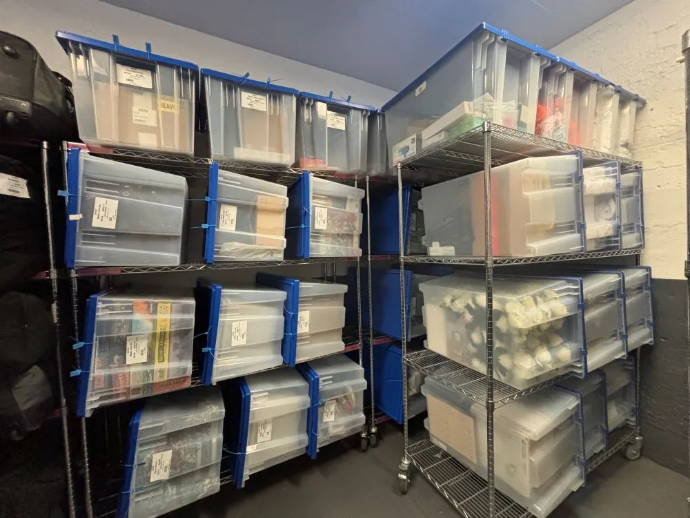 Columbia Mail is storing bins for students over the summer, to be picked up in September