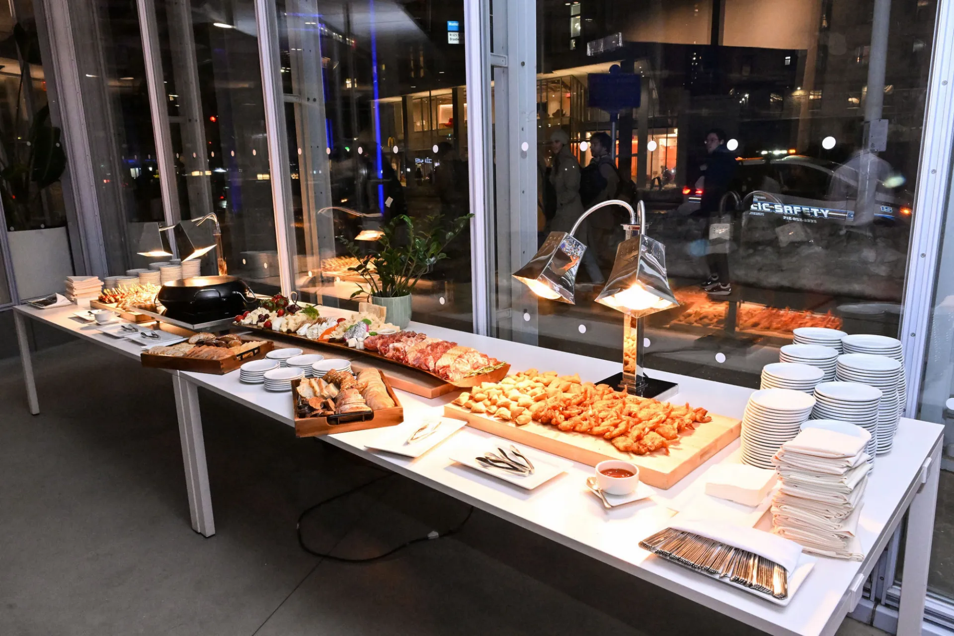 Food at a serving station 