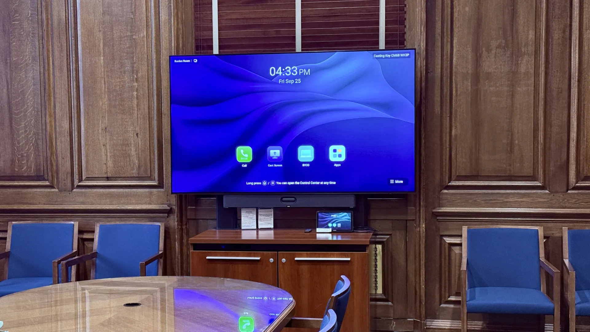 AV system in the Burden Room at Low Library