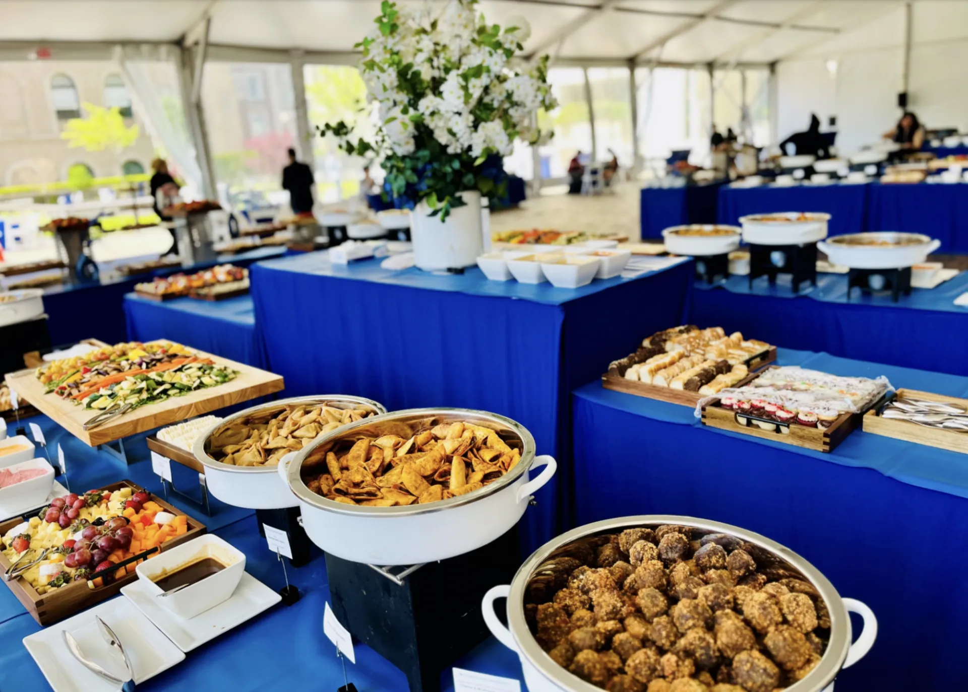 Beautiful spread of food under the tent