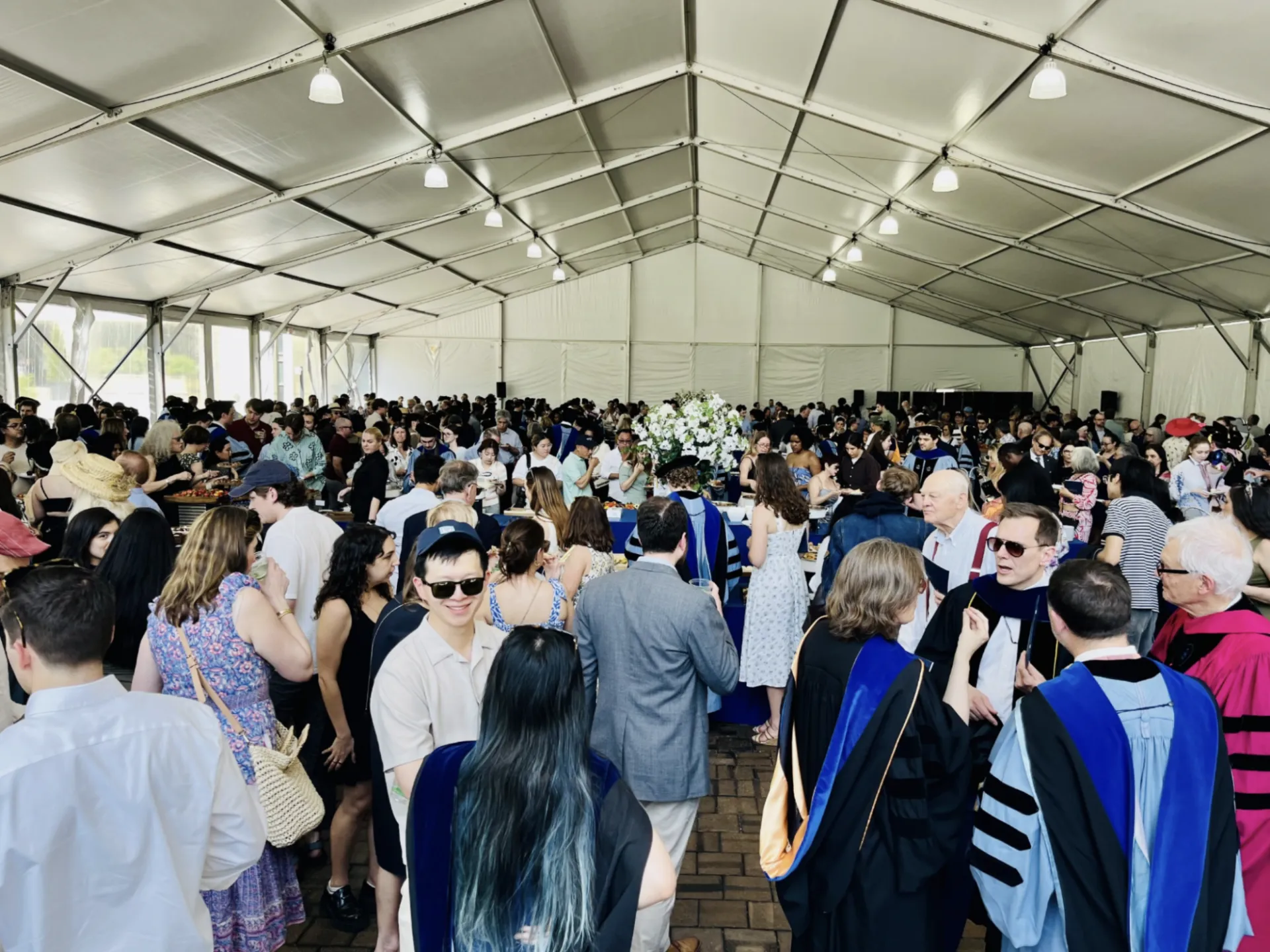 Inside the party tent