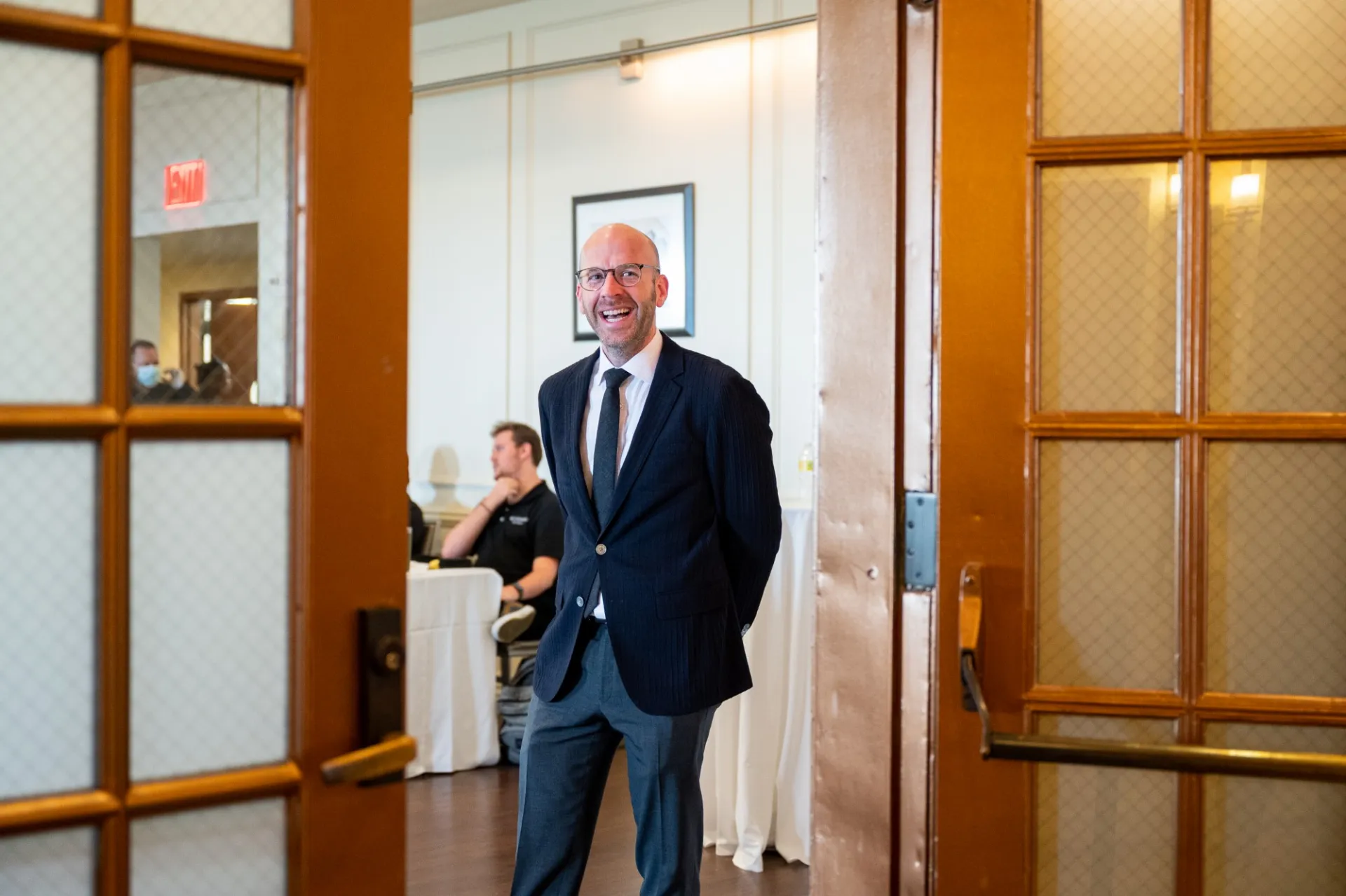 Scott Buonomo welcomes guests at Faculty House