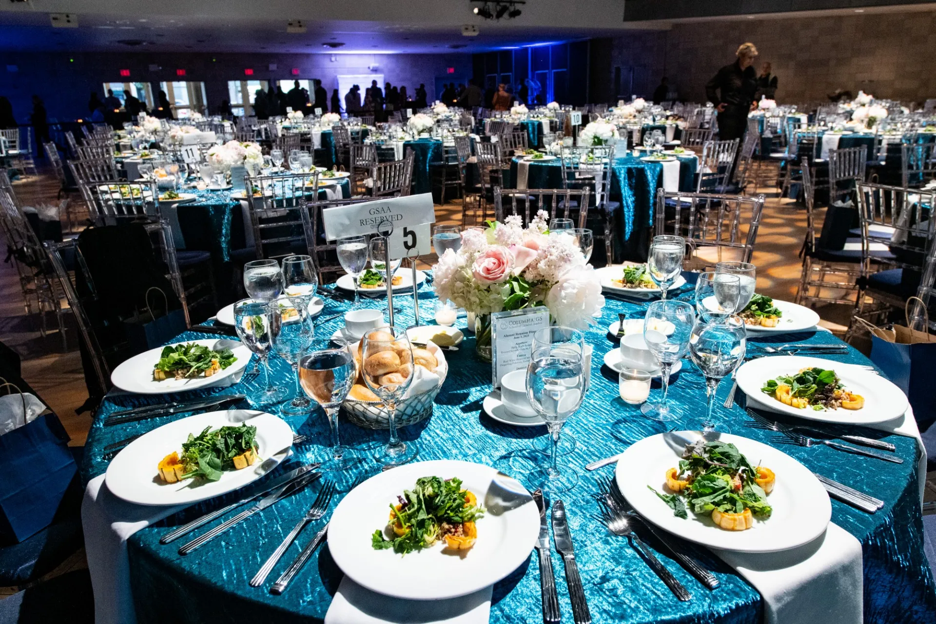 Tables set with the first course