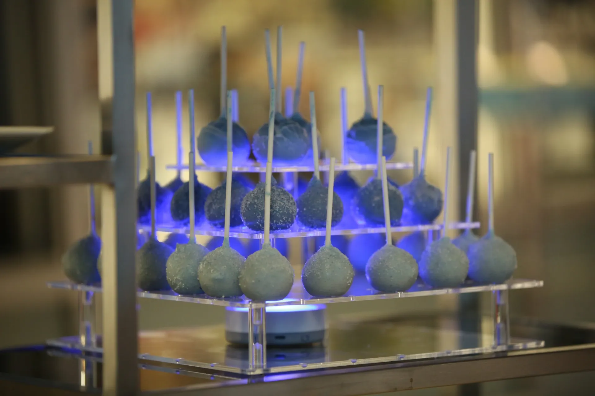Blue and white cake pops