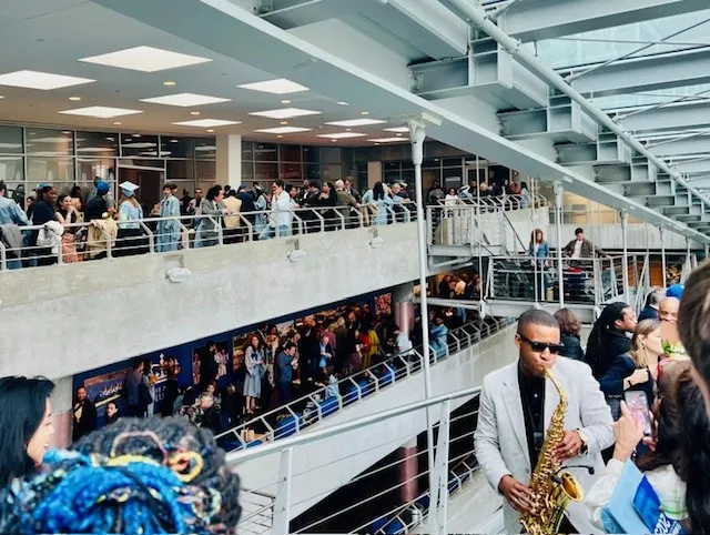 A reception celebration along the Lerner ramps