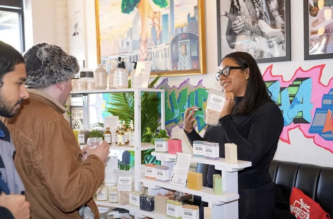 Body Vanity's Lisa Arias selling plant-based wellness products at her store
