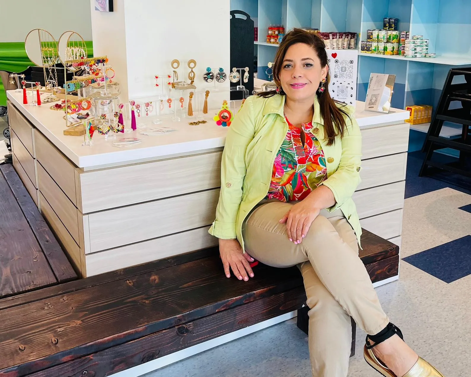 Raysa Veras of Rouge Hoops in her store