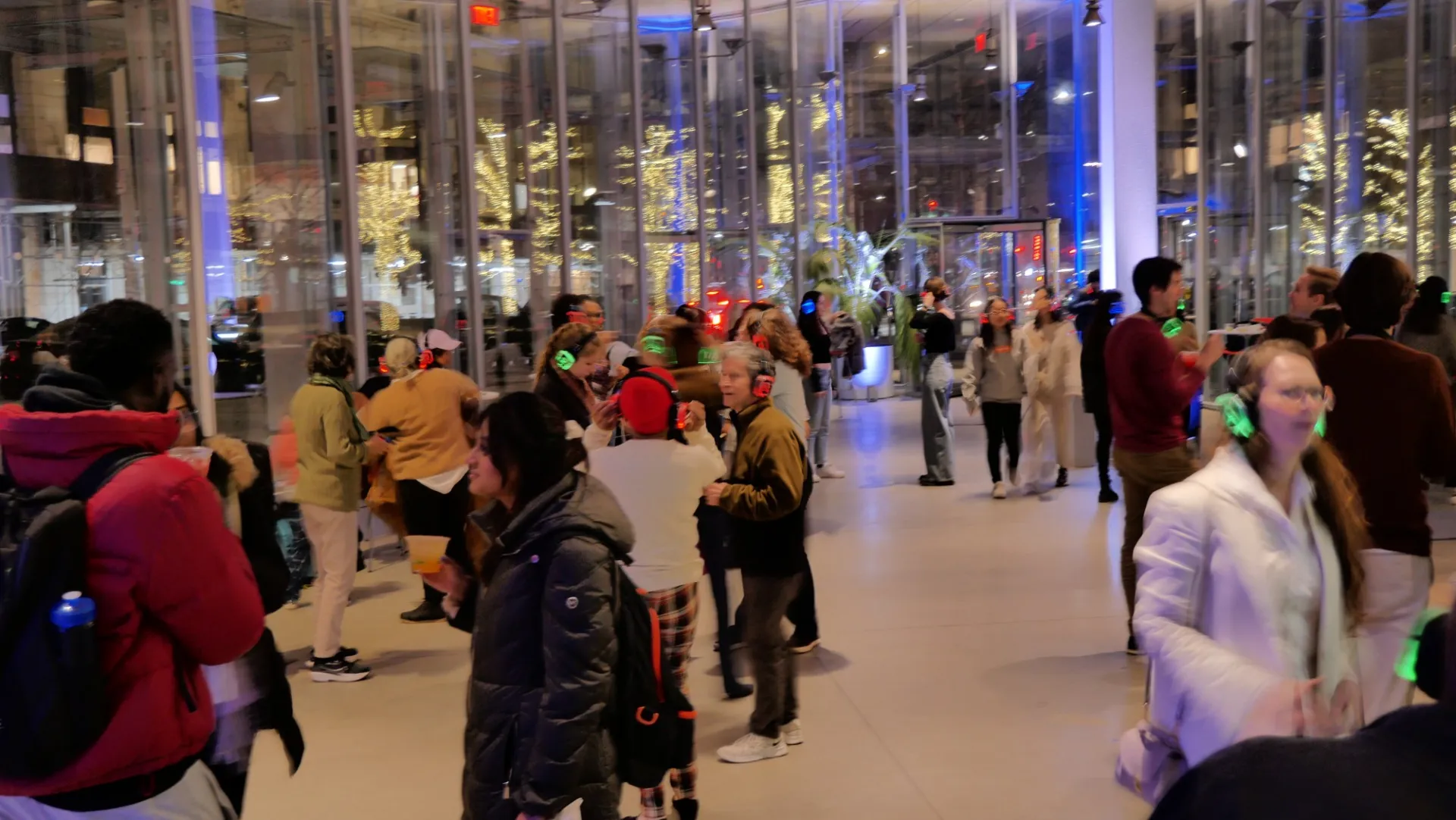 Silent disco taking place at the Lee C. Bollinger Forum
