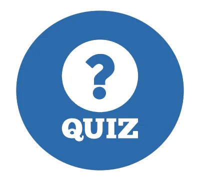 A question mark with the text "Quiz" below it. 