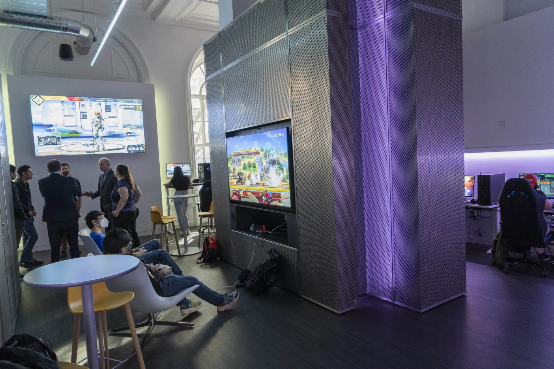 Ambient LED lighting in the room provides for an immersive playing experience 