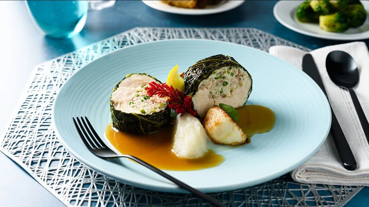 blue plated meal